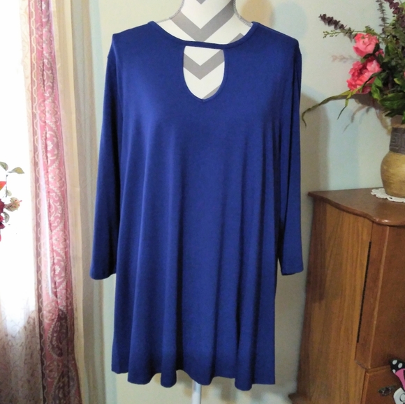 Jessica London Tops - Blue Peep Hole Tunic